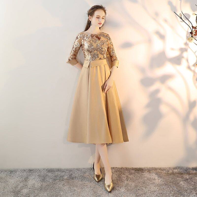 Gold dress 2024 mid length