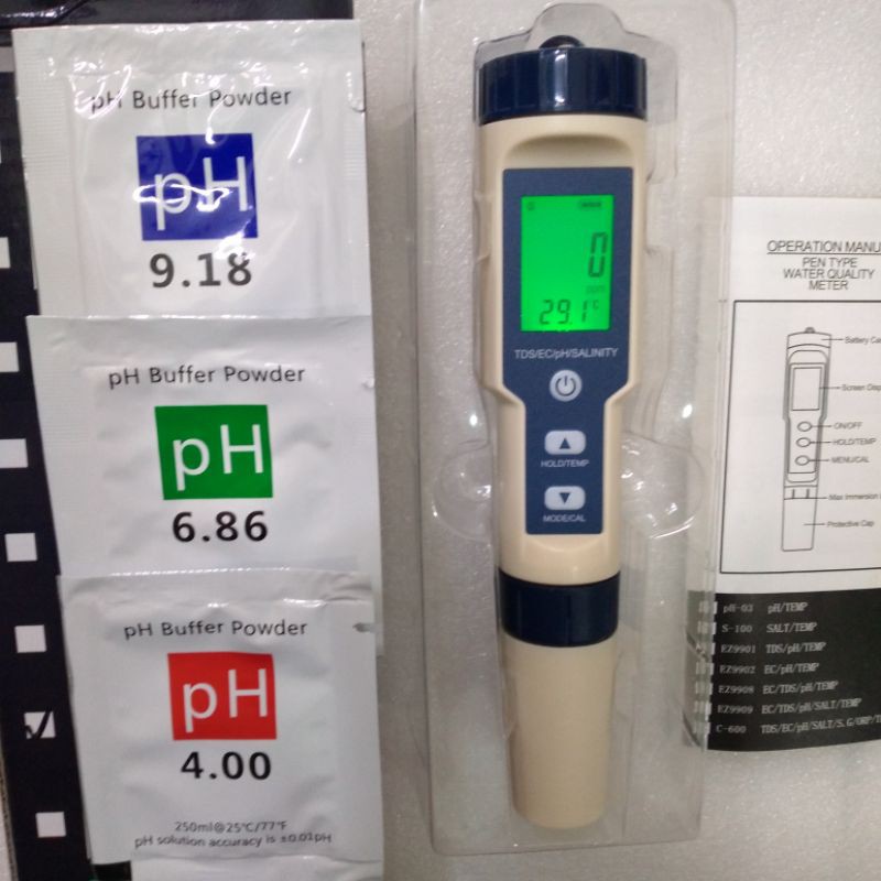 EC METER Water Tester 3 in 1 LCD Digital EC TDS PPM Temperature Test Pen  Conductivity Water Quality Measurement TDS&EC Tester 0-9999ppm Hydroponic  Aquaponic Fertigasi Hidroponik