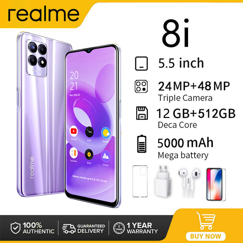 Realme 8i Original Cellphone Sale 12GB + 512GB Smartphone 5G Mobile Cod