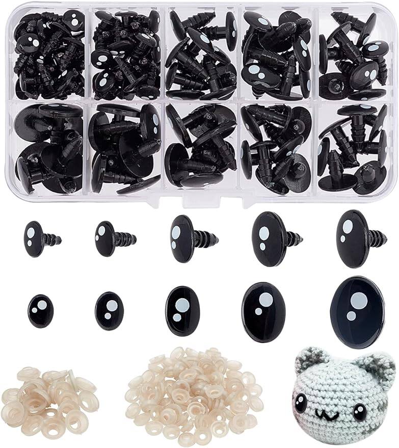Safety Eyes Black Color Fit for Crochet /Stuffed /Amigurumi Doll