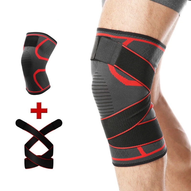 Black/White Elastic Knee Brace Basketball Knee Support Compression