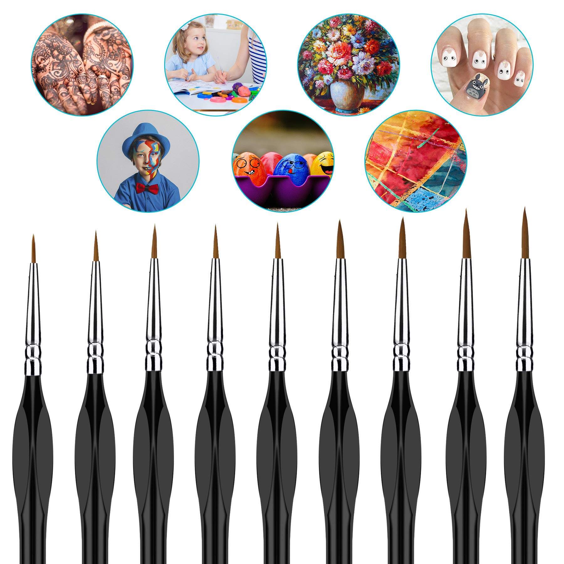 6pcs Paint Brushes Set Round and Flat Tips Artists Paintbrushes Nylon Hair  Wooden Handle Art Supplies