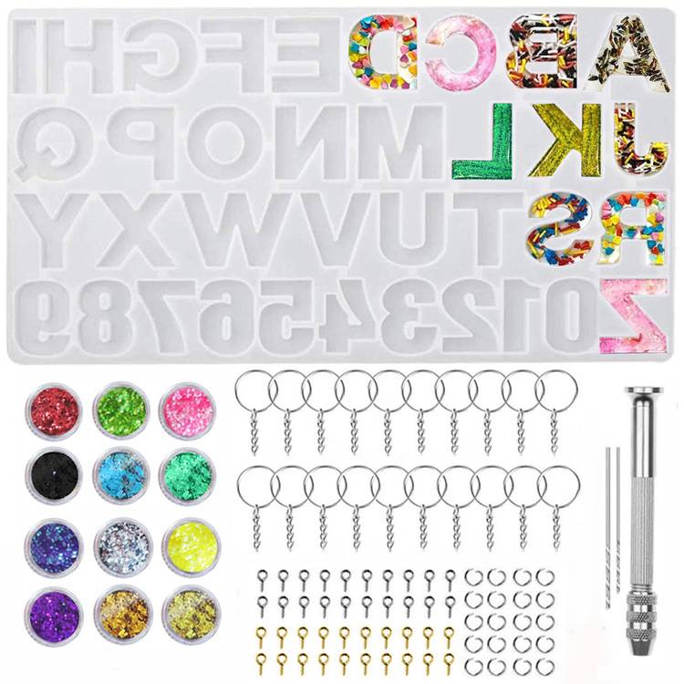 144pieces Silicone Resin Mold Kit Fancy Decoration Mold Epoxy Resin Casting  Mold Resin Keychain Mak