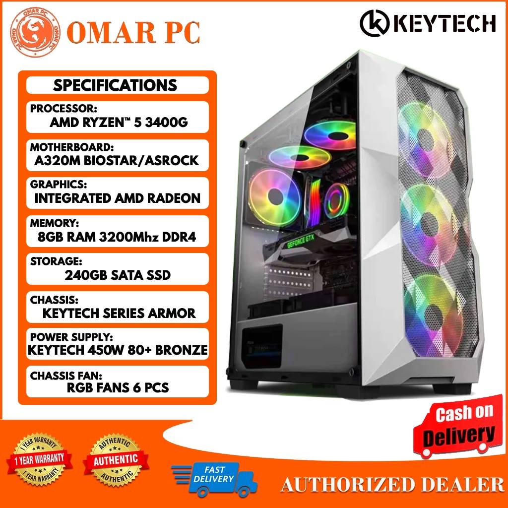 PC Gamer Pichau Basra, Ryzen 5 3400G, A320M, 8GB DDR4, HD 1Tb