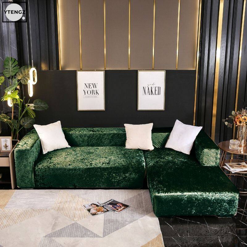 Luxury wine red gold fleece velvet sofa cover furniture slipcovers