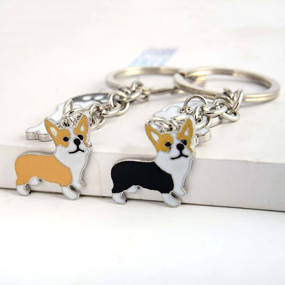 CHUNOU Cartoon Key Chain Corgi Access Control Card Holder Key