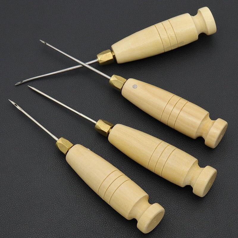 1Set Leather Sewing Needles Stitching Awl Needle Thread Thimble Shoe Repair  Tool 