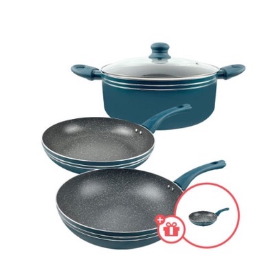 Carote Non Stick Cookware Set Kuali Batu Granite,Healthy Kitchen Set  Suitable all Stove,7Pcs Die-Cast Durable Periuk Set